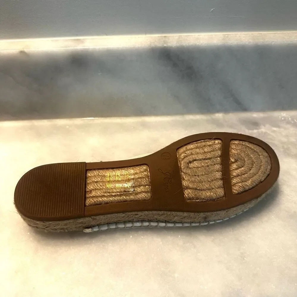 J. Crew Canvas Jute Sole Notched Espadrille Slip-on Mules Ivory White Size 7.5